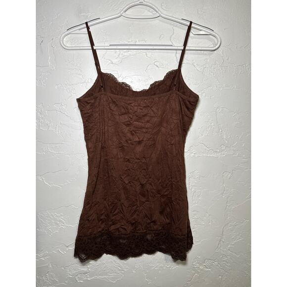 Maurices brown lace trim babydoll crinkle y2k cami womens small fairy grunge - Picture 6 of 8